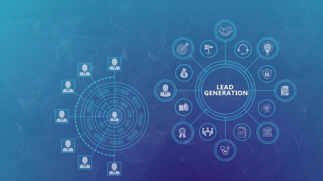 Lead Generation Animation with Smart Marketing Funnel and Connected Business Data Interface