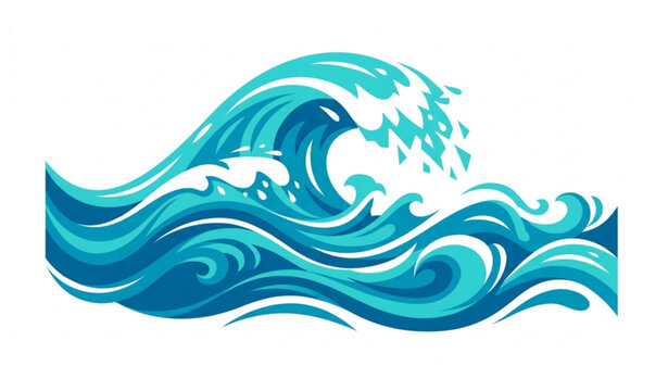 Dynamic ocean wave flat vector illustration isolated aquatic motion concept