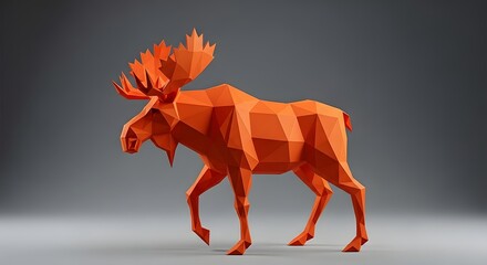 Obraz premium 3D Rendered Red Moose Standing in Minimalist Gray Studio Background