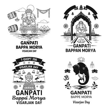 Ganpati Bappa Morya banner band festival design