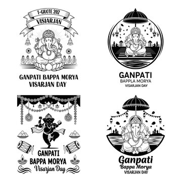 Ganpati Bappa Morya umbrella boat river artwork