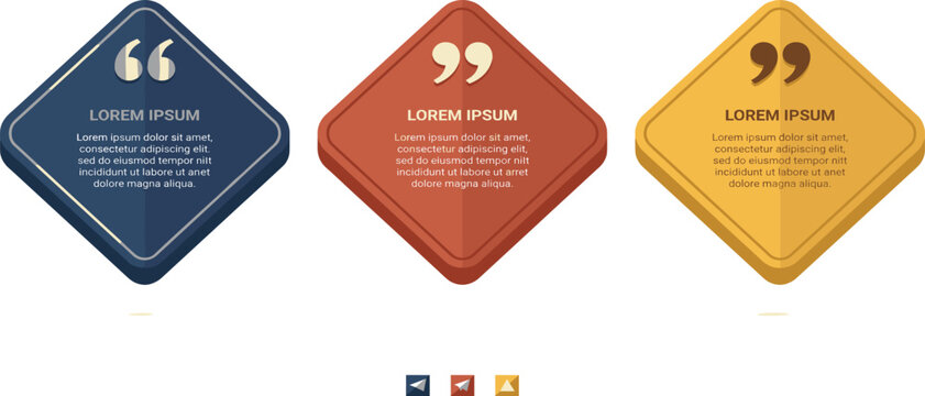 Colorful diamond-shaped quote boxes for displaying testimonials, customer feedback, and important messages in engaging graphic design templates