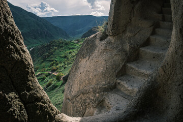 Vardzia  cave monastery site in southern Georgia, excavated from the slopes of the Erusheti Mountain on the left bank of the Kura River, © Michele