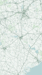 Obraz premium Modern minimalist vector map of Columbia, South Carolina, USA. High-quality scalable illustration of Columbia city grid, Congaree River confluence for posters and design.