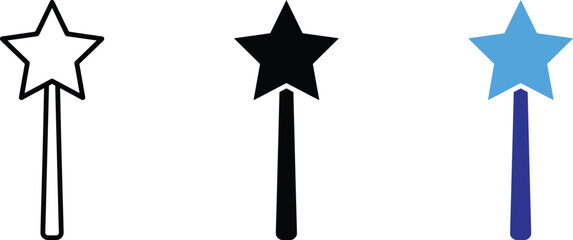 Fairy star magic wand spell flat vector icons illustration design collection © AYESHA