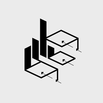 Abstract analytics display design featuring separate data vector shapes &ndash; Suitable for enterprise research portals, marketing strategy charts, or corporate assets.