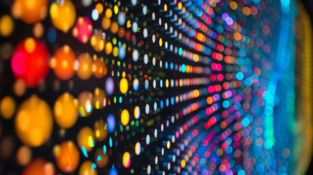 A closeup shot of a computer screen displaying a simulation of a quantum dot arrangement. The dots represented as different colored dots are being manipulated by the user