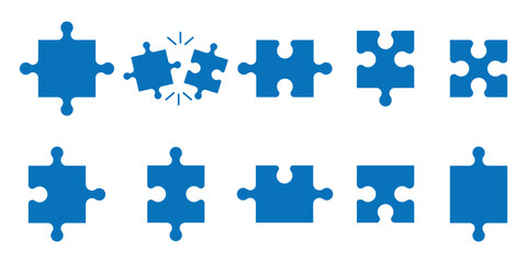 Fototapeta premium piece of jigsaw puzzle icon silhouette. Puzzle icon set design. Puzzle symbol collection icon.