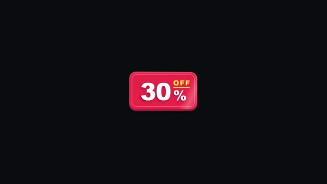 30 percent off promotional discount badge animation