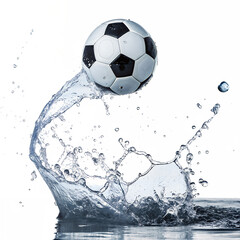 Fototapeta premium Soccer ball splashing into water on a white background