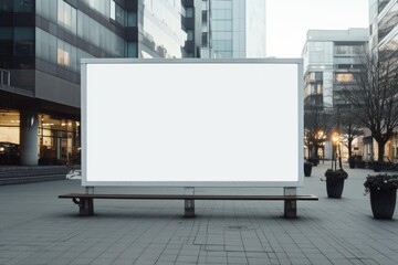 Obraz premium Blank billboard displaying advertisement space in a modern city street environment