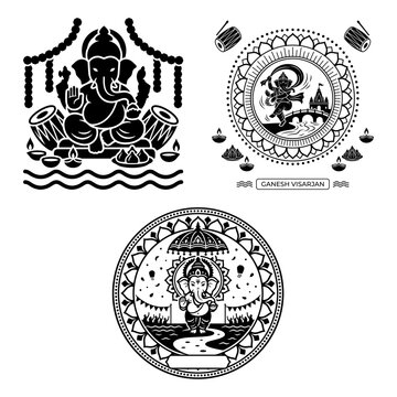 Ganesh Visarjan decorative festival sticker set