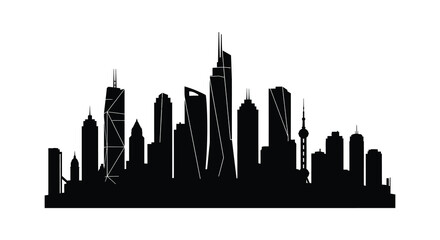 Obraz premium WebThis is a black silhouette of a city skyline a vector illustration set against a white background. It depicts numerous