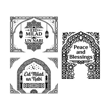 Eid Milad un Nabi mosque greeting frames