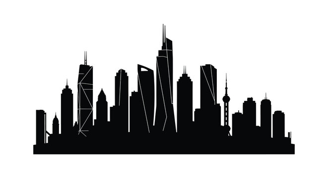WebThis is a black silhouette of a city skyline a vector illustration set against a white background. It depicts numerous