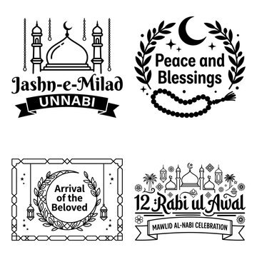 Jashn e Milad celebration mosque label set