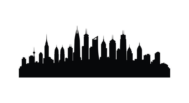 WebThis is a black silhouette of a city skyline a vector illustration set against a white background. It depicts numerous