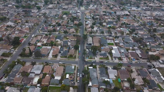 Residential Homes Compton Los Angeles California Drone Aerial Footage