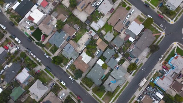 Top Down on Compton Neighbourhood Los Angeles California Drone Aerial Footage