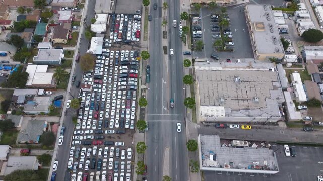 Car Tracking Compton Los Angeles California Drone Aerial Footage