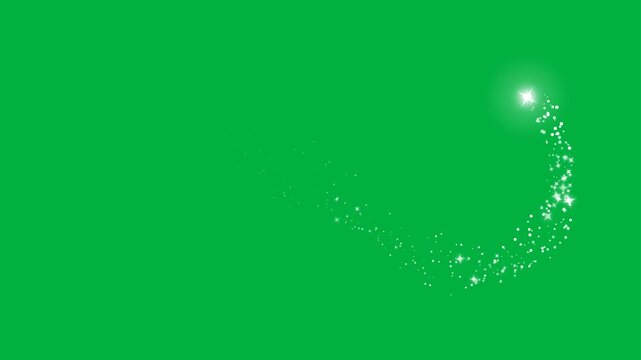 4k Twinkle sparkle stars animation, looping animation twinkling stars shining in the night sky, particle magic tail sparkling glitter star dust trail loop animation on green screen background