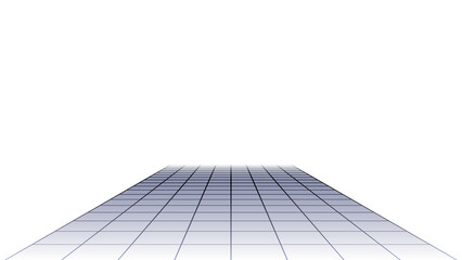 Obraz premium Clean empty white 3D grid plane extending toward distant horizon with subtle perspective depth effect