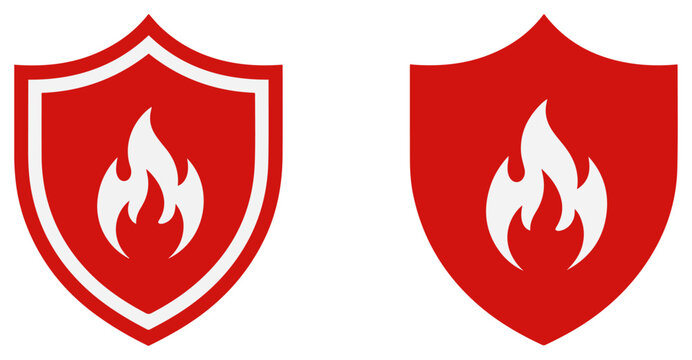 fire shield protection icon set