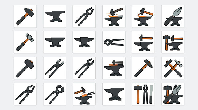Various metalworking tools icons.