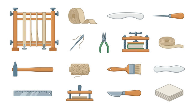Woodworking tools and equipment set.