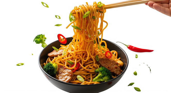 Delectable asian noodles a vibrant bowl of flavorful stir fry with fresh ingredients