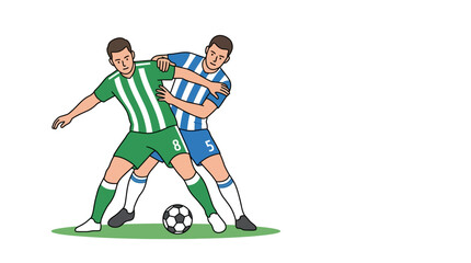 Soccer Players Competing for Ball Control Illustration © suisnawati