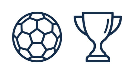 Soccer ball and trophy cup line icons © suisnawati