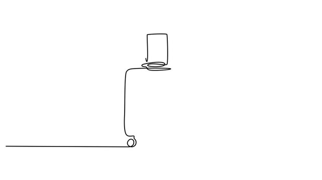 Continuous line drawing, minimalist luggage icon, travel concept, simple vector illustration 4k video