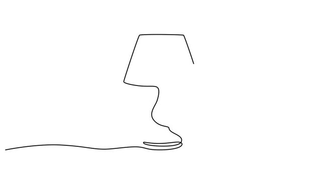 Continuous line drawing Line art lamp, minimalist desk lamp, simple table lamp, vector illustration 4k video