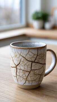 A cracked ceramic mug sits on a kitchen table with soft morning light falling on its surface, representing the end of normalcy