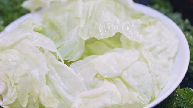 Fresh round lettuce and romaine lettuce for hot pot