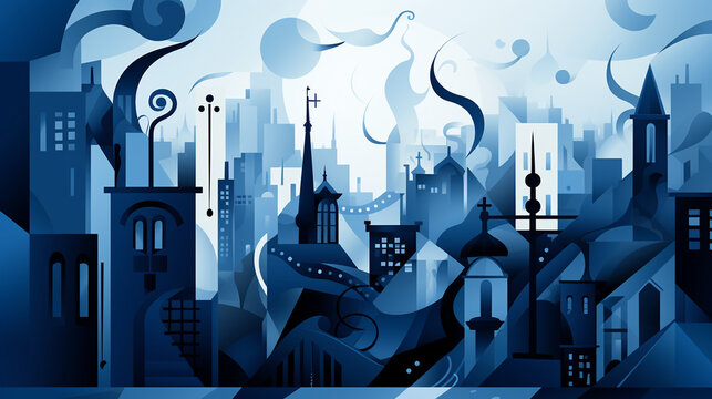 Blue Illustration of an Abstract Music Design for world jazz day