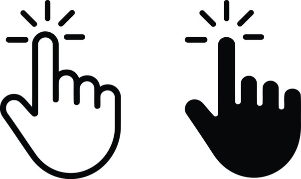 Click hand cursor icons for computer mouse pointer interaction  web design elements for user interface