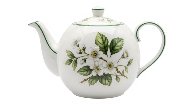 Vintage floral teapot with green trim