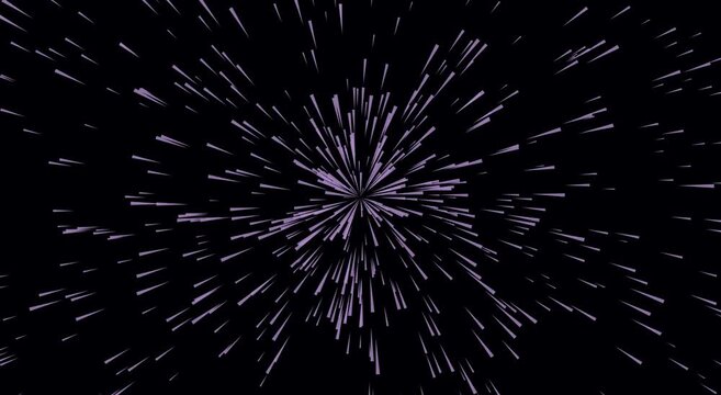 Abstract warp speed light trails animation background, for futuristic motion