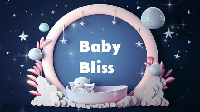 Decorative moon and cloud-themed backdrop with stars and planets for celestial or fantasy themes