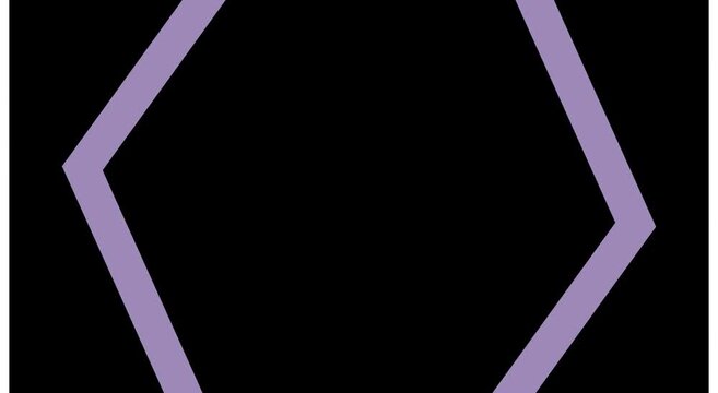 Animated hexagon shape morphing and changing colors on animation black background