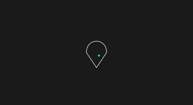 Animated map pin with rotating blue dot minimalist motion animation