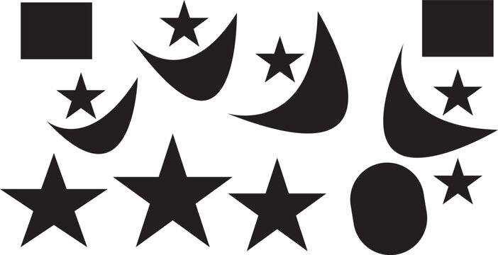 Black Stars and Moons Vector Elements