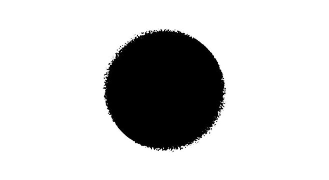 Animation black ink circle expanding on white background, minimalist motion