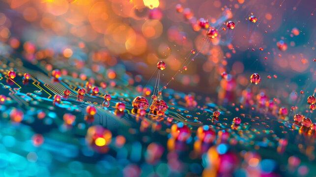 A magnified image of aerogel nanoparticles embedded in a printed circuit board enhancing its strength and resistance to vibration and impact.