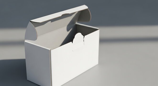 Open white cardboard gift box isolated.