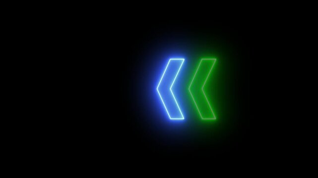 glowing line left arrow animation on black background. left direction looping arrow