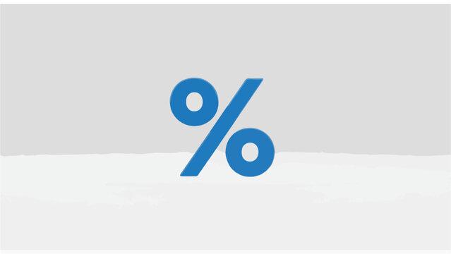 Blue percentage symbol on white. Represents discounts, sales, interest rates, financial growth, offers, savings, value. Useful for marketing, business, data, finance.