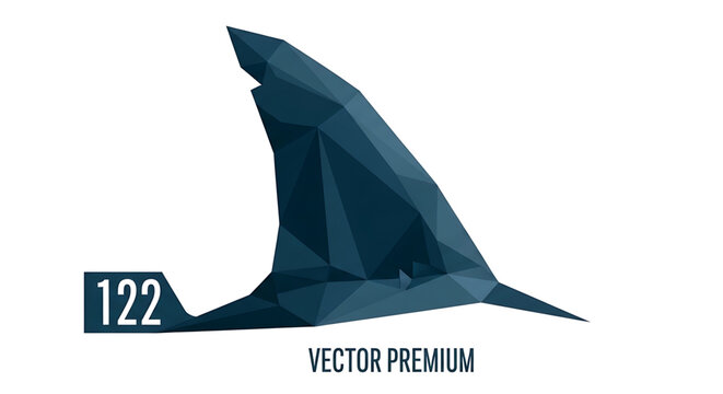 Low poly shark fin illustration, geometric sea predator silhouette, abstract vector design